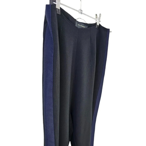 Roland Mouret Womens High Waist Side Stripe Slit Bottom Pants Size 12 Black Blue - Picture 4 of 14
